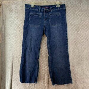Jeaniest Womens 15 Denim Jeans Blue Straight Leg Crop Mid Rise Dark Wash Stretch
